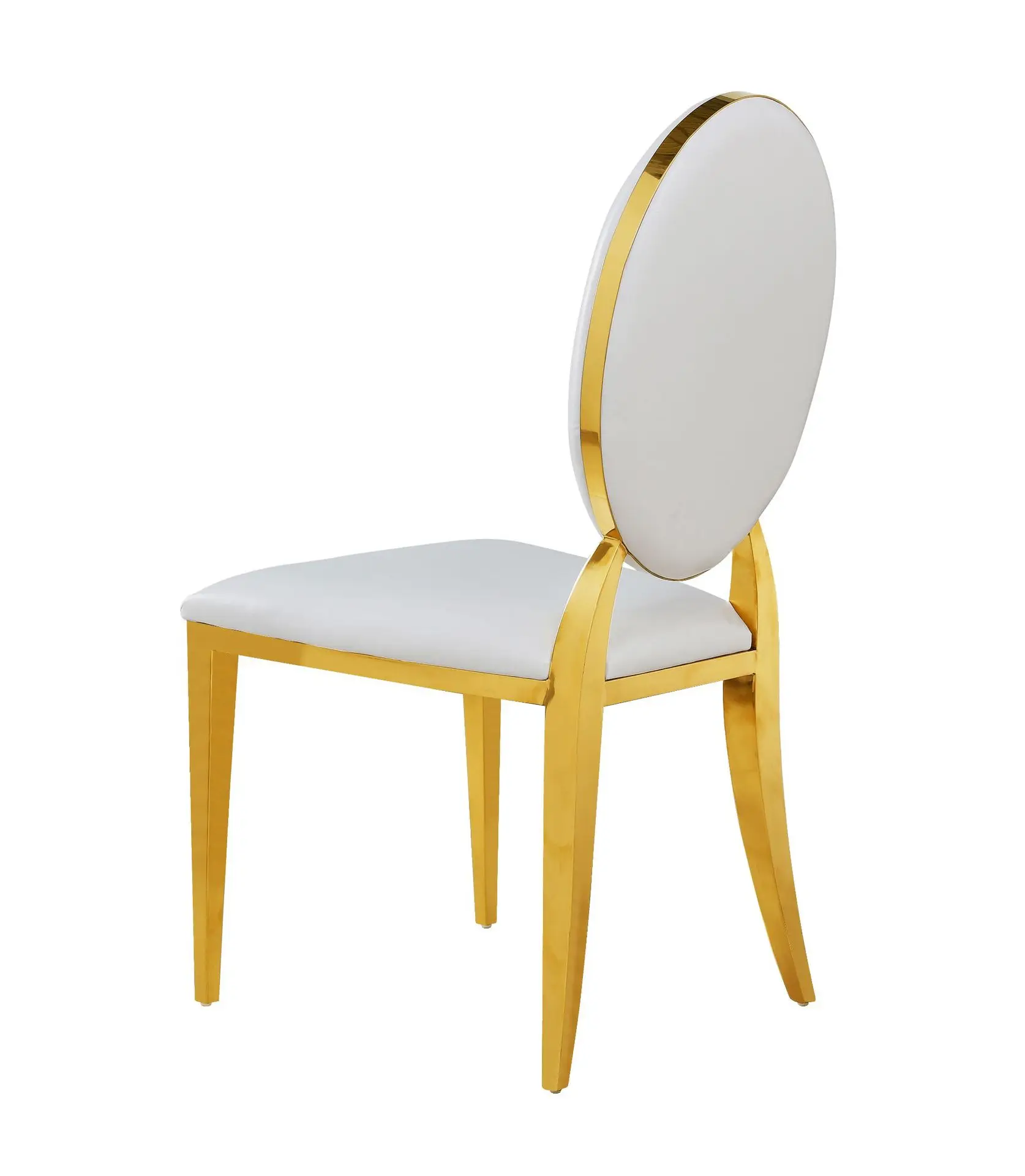 Luxury modern gold stainless steel round back dining banquet chair for wedding