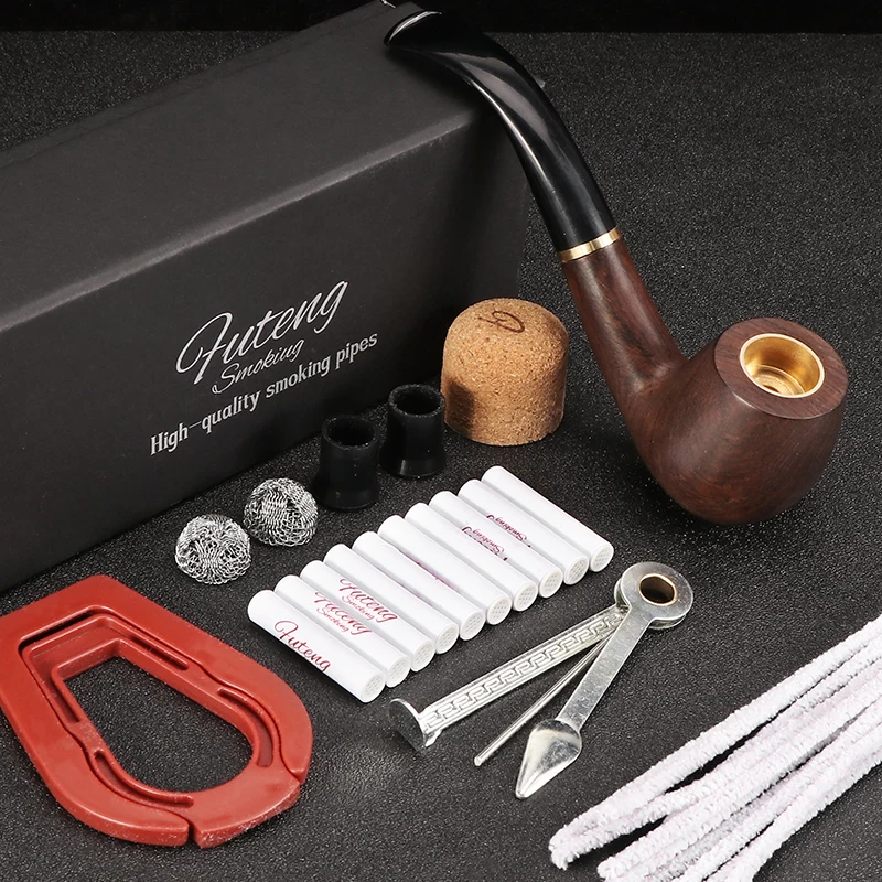 Erliao 508 Quality Hand Wood Smoking Pipe Set Wholesale Tobacco Wooden Smoking Pipes with Accessories