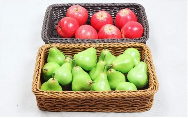 Yulin Jiafu Rectangle Plastic PP Rattan Basket for Storing Fruit Vegetables and Sundries