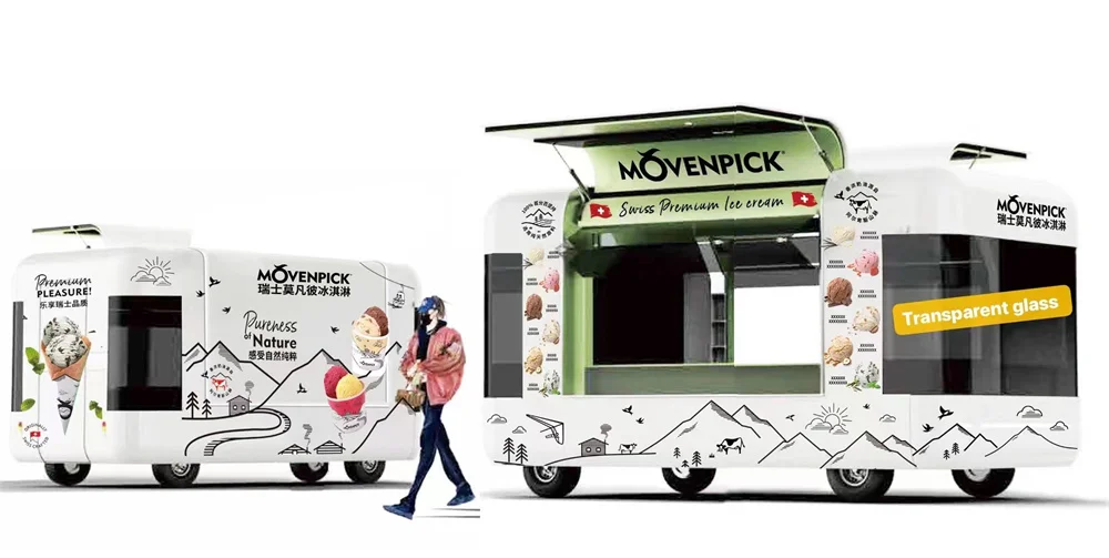Customised Size Customizable Street Fast Mobile Food Cart Truck Trailer with Kitchen For Shop
