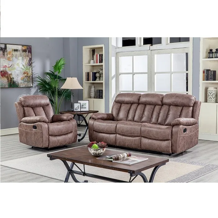 
Attractive fashion brown home furniture fabric sofa recliner 1+2+3 