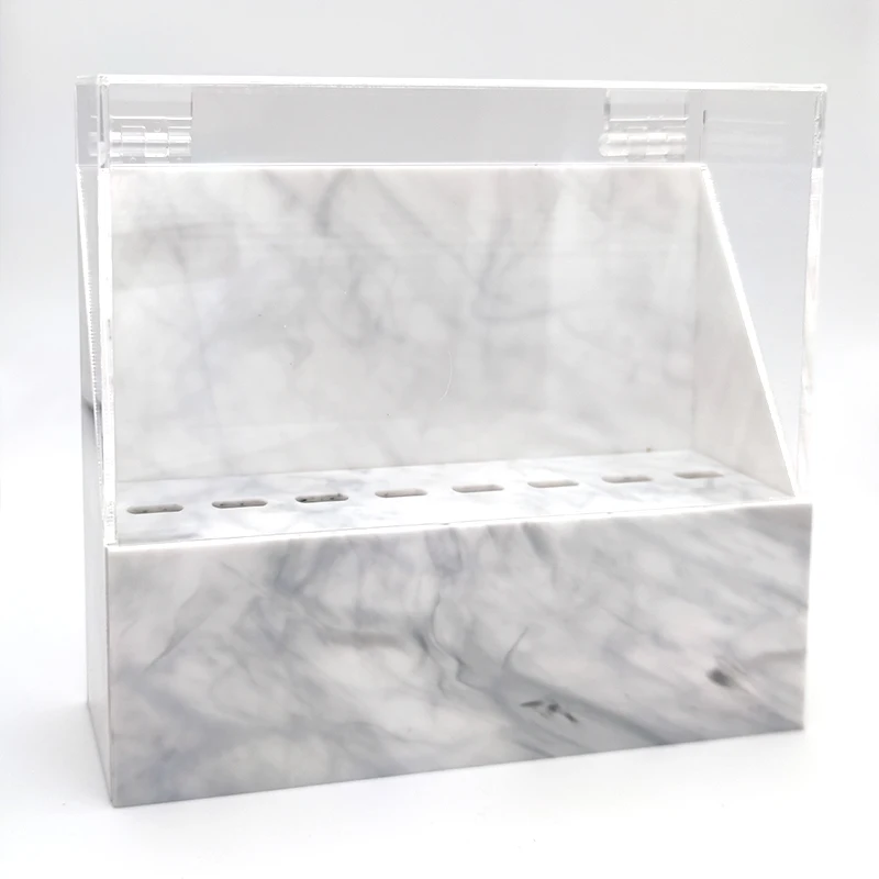 Professional Rack Lid Dust-Proof Black Beauty Tool White Stand Lash Eyelash Extension Display Storage Acrylic Tweezers Holder