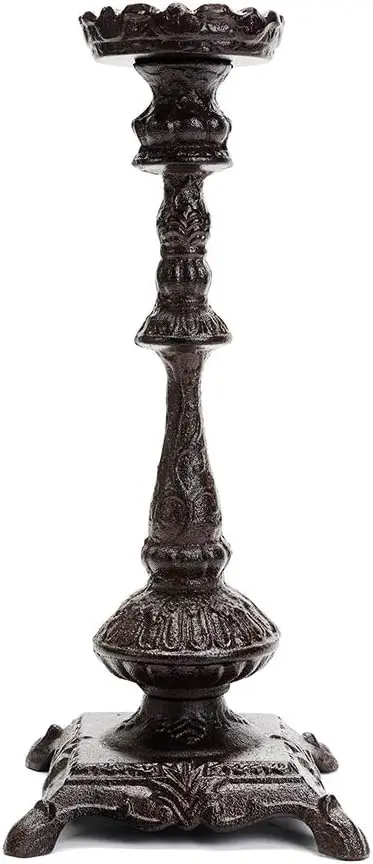 Custom 15Inch Tall Metal Black Iron Decorative Candle Holder Heavy Duty Cast Iron Candlestick Holders