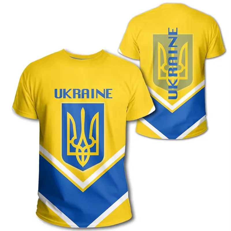 New Product Customization Breathable Quick Dry Fitness Top Ukraine Flag Male T Shirt With 100% Polyester