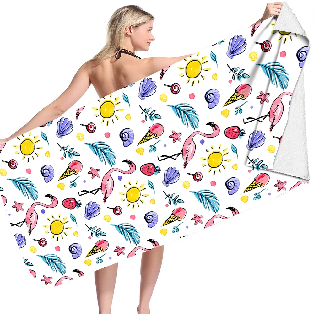 Funny Organic Microfiber Imprint Beach Towel Flamingo Luxury Multi Functional Foldable For Yoga Mat Beach Towel