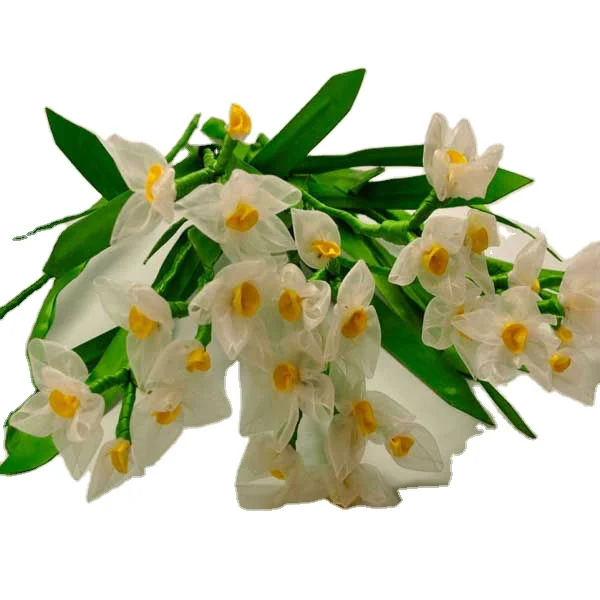 Factory Colorful Artificial Lily and Rose Ribbon Flowers for sale