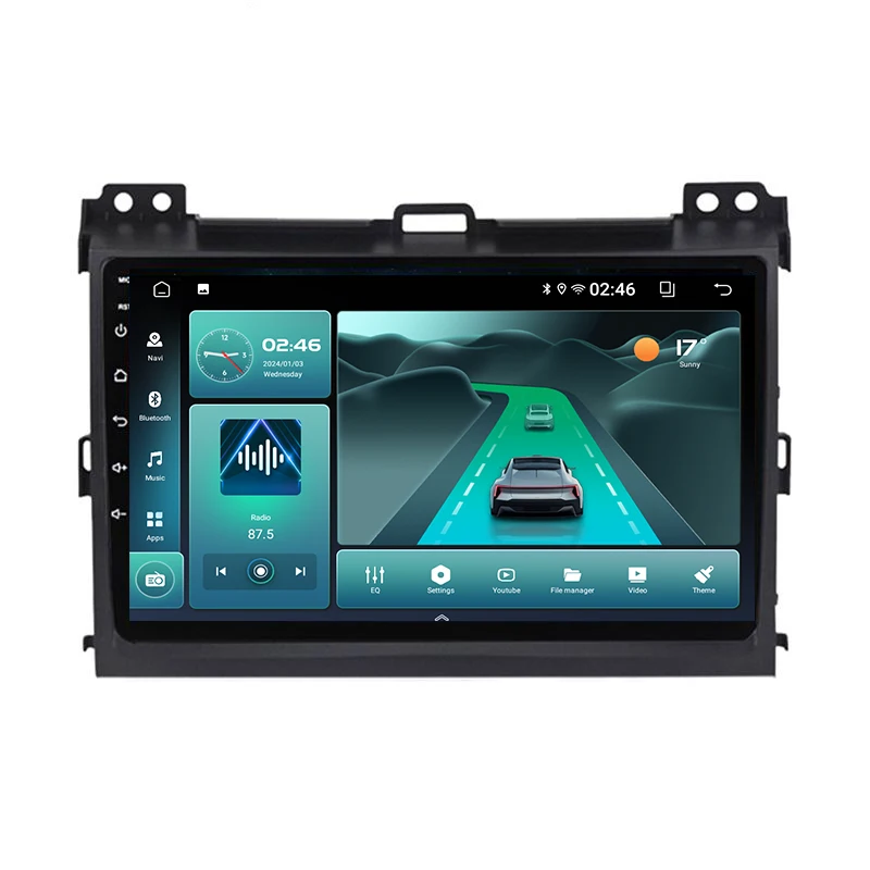 Android 13 Carplay Auto Car Radio Multimedia Player For Toyota Land Cruiser Prado 120 LC120 2003-2009 Head Unit WIFI4G GPS