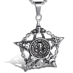 Customized Fashion Stainless Steel Five-pointed Star Pendant Skull Charm
