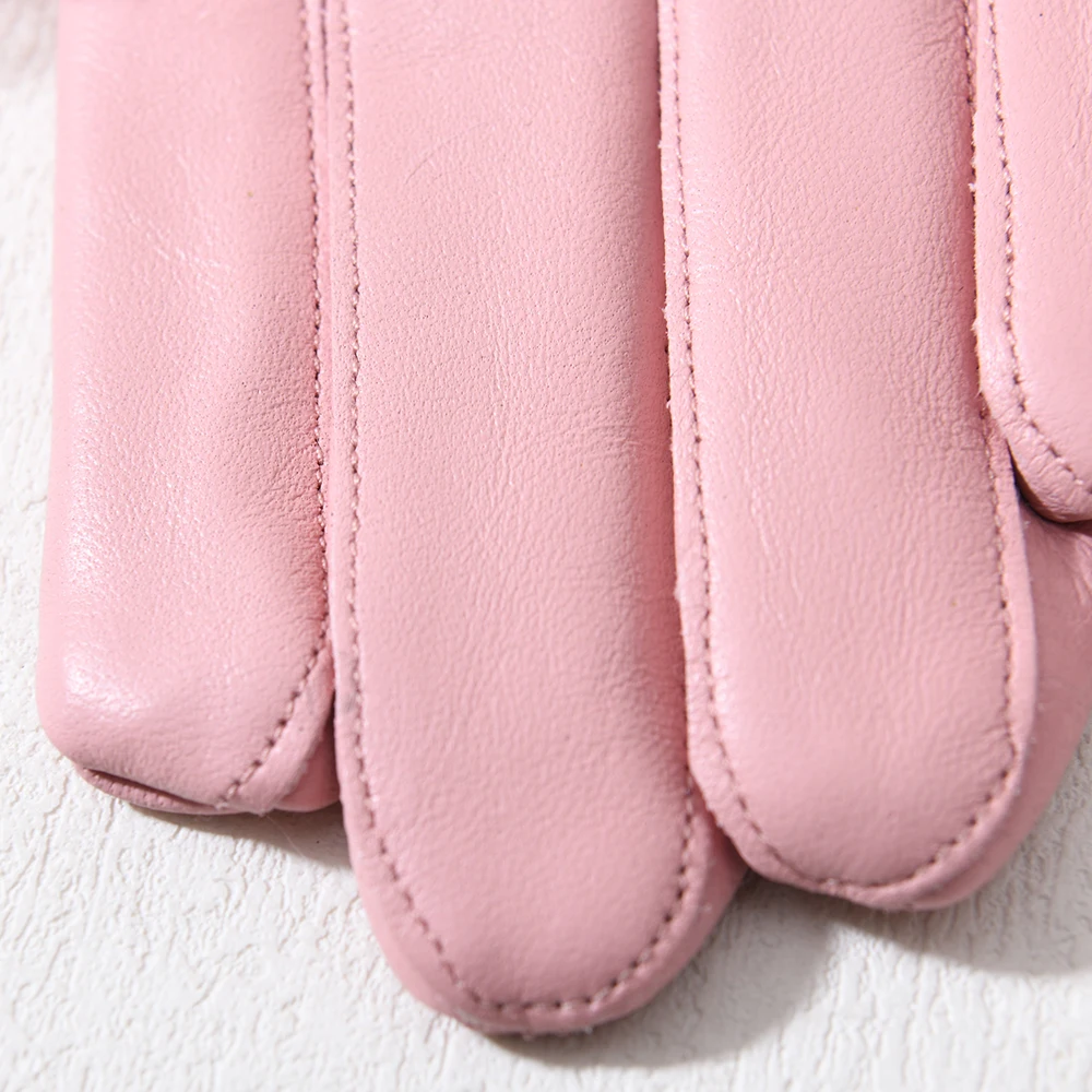 Outdoor Motorcycle Driving Wholesale Windproof Winter Genuine Sheepskin Mittens Real Lamb Fur Cuffs Women Custom Leather Gloves