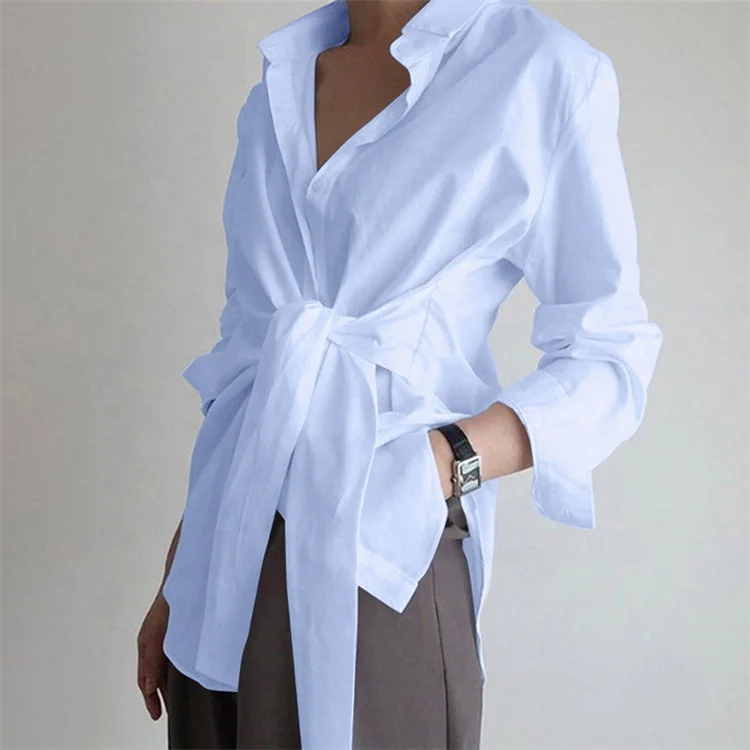 
LF-36 Woman Summer Clothes Fashion 2021 Ladies Blouse Tops Oversized Designer Lace Up Spring Plus Size Shirts for Women Blouses 