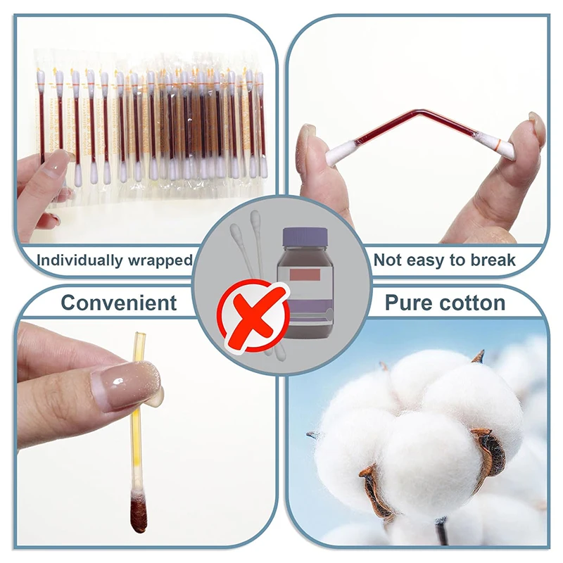 Disposable Sterile Povidone Iodine Swab Stick Iodophor Filled Cotton Liquid Swabs