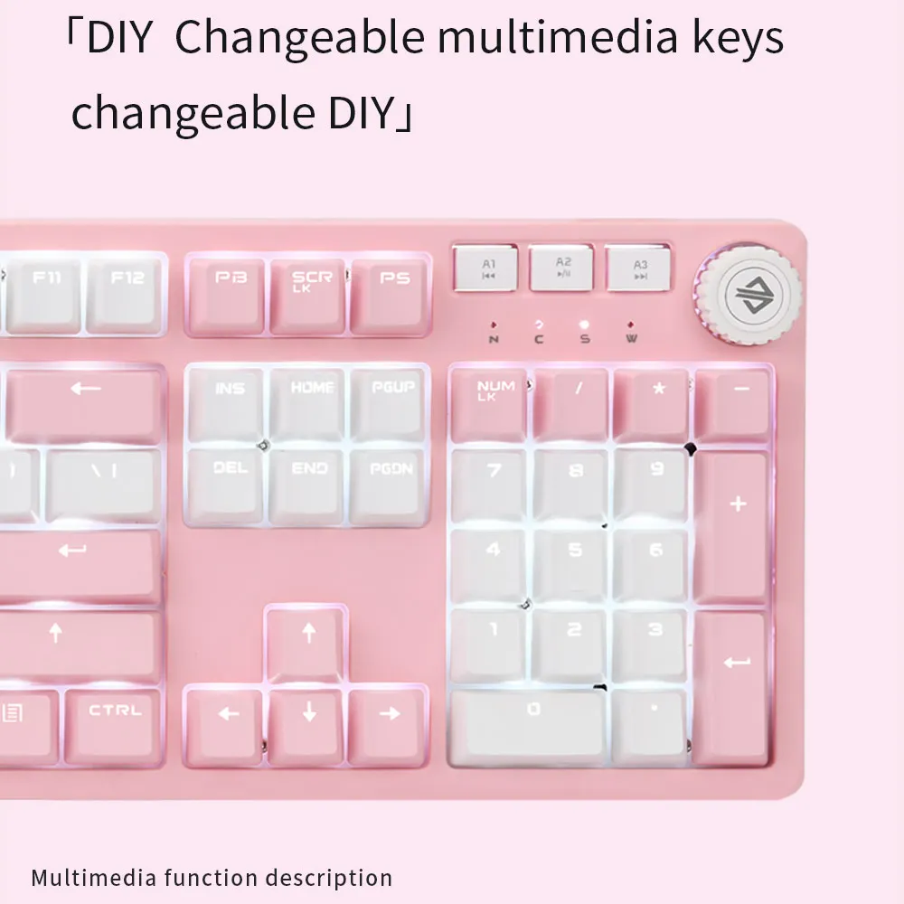 AJAZZ AK515 104 Keys Wired Mechanical Gaming Keyboard  PBT Backlight Keycap Red Switch Multimedia keyboard