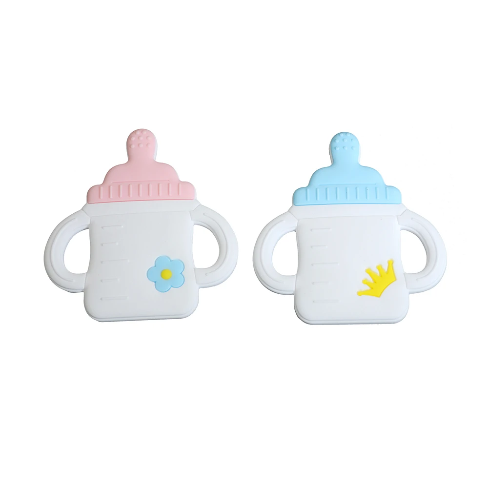Wholesale Feeding Bottle Shape Food Grade BPA Free Soft Teething Toy Silicone Baby Teether