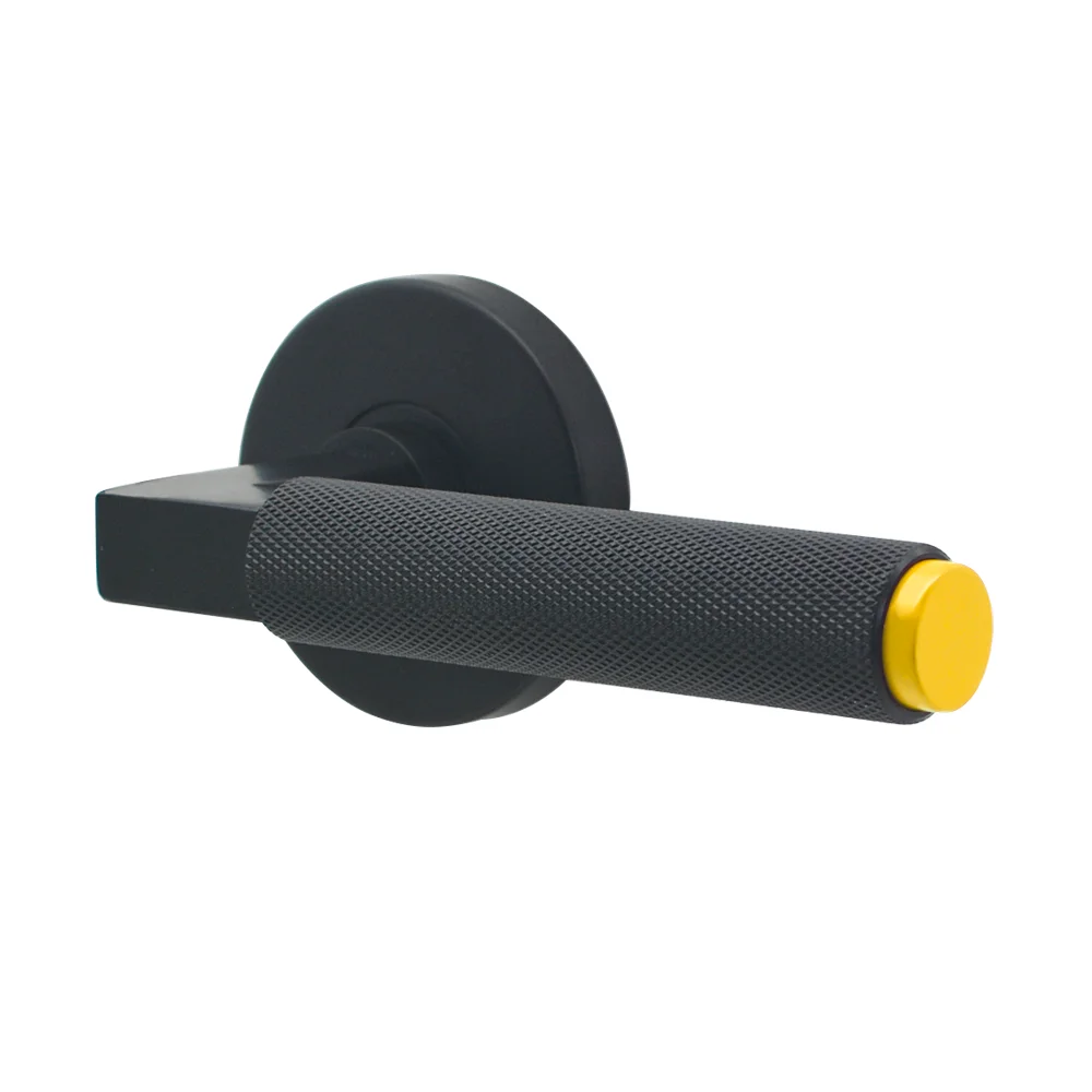 American Style Yellow End Door Handles Solid Stainless Steel Bedroom Interior Black Yellow Door Handles