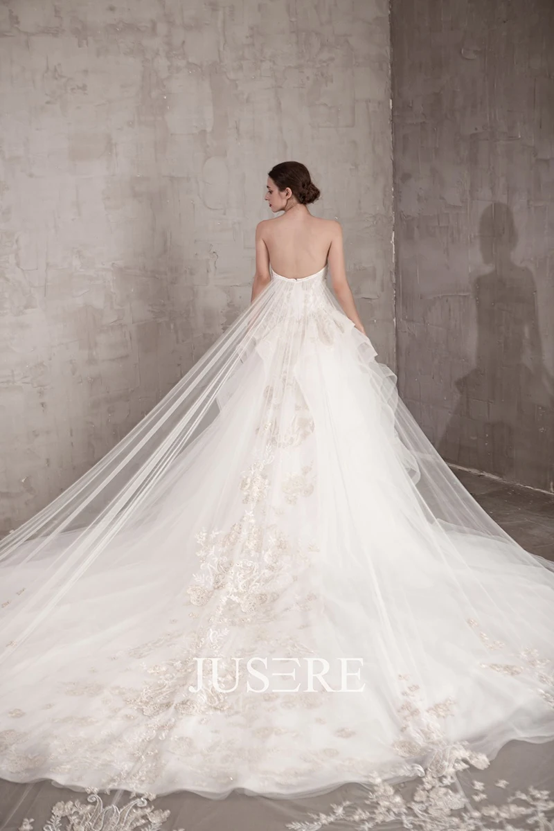 JUSERE Sweetheart Wedding Gown 2022 Lace Embroidery Beaded Bridal Gown Robe de Mariage with a Big Train