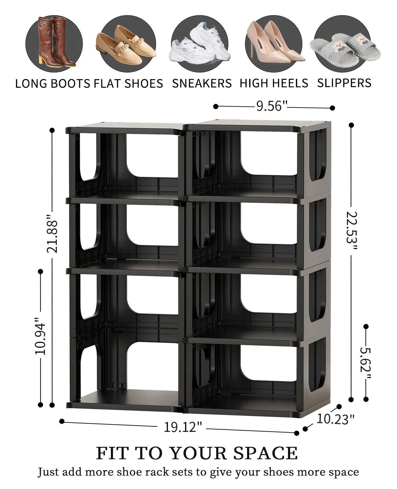 HAIXIN Shoe Rack Storage Organizer 5-Tier Plastic Shoe Rack for Closet Entryway Garage