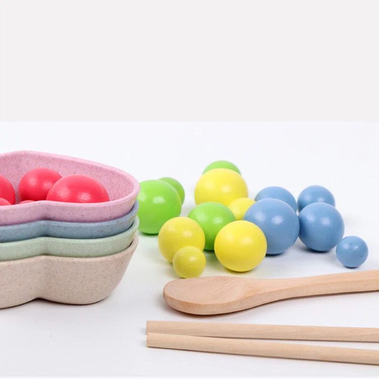  Hot Sale Children Math Toy Montessori Toys Wooden Clip Beads Multi-functional Practice Chopsticks Kids Early