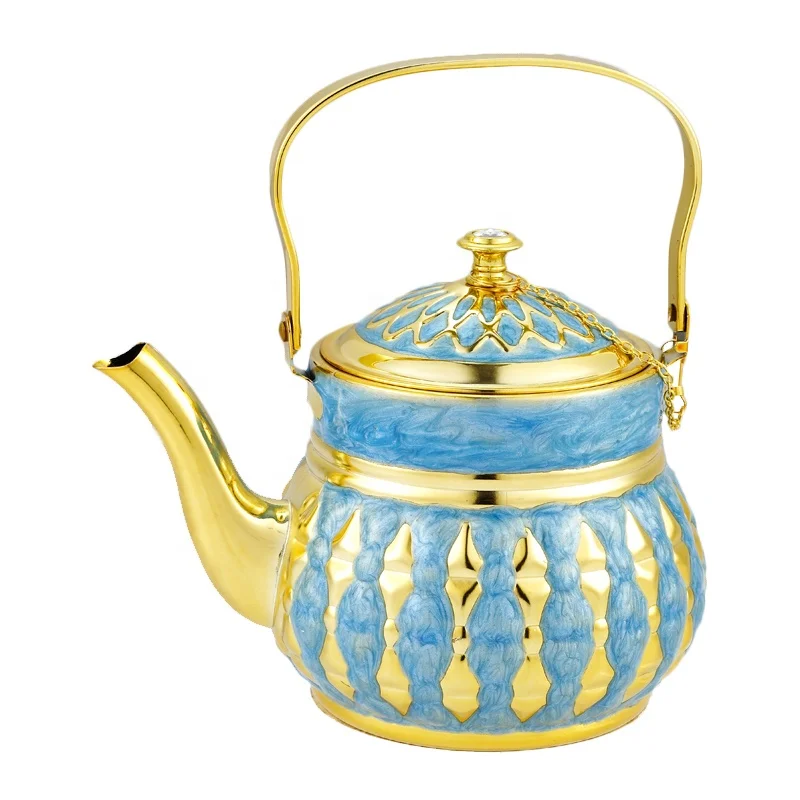 2021 New product Decorative Saudi Arabia Stainless Steel Tea Pot  Kettle Turkish Teapot 0.9/1.3/1.6/1.8L