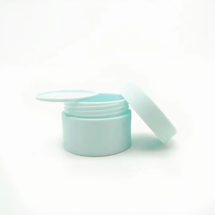 Empty Round Pp Plastic Cosmetics Packaging Containers Cream Jar With Flat Lid Blue Color 20g 50g 100g
