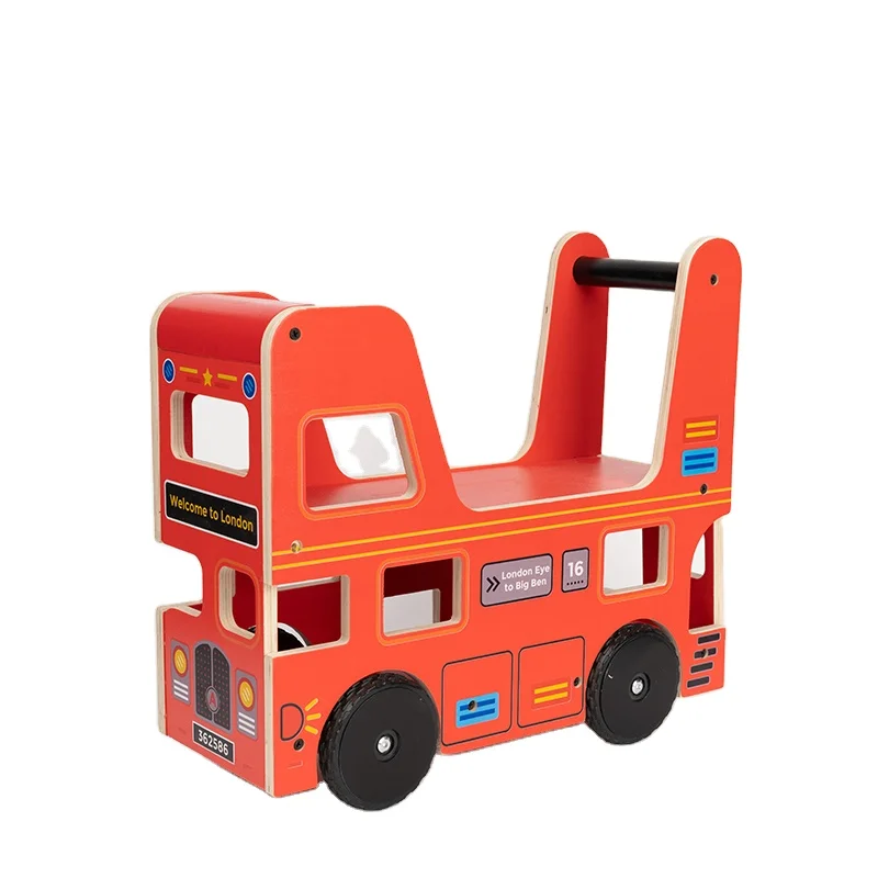 children preschool ride on toy for kids wooden toys London Bus Walker