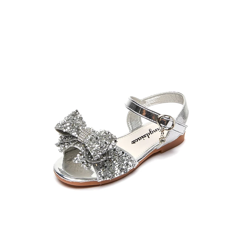 Pretty cute children flat sandals girls kids leather for