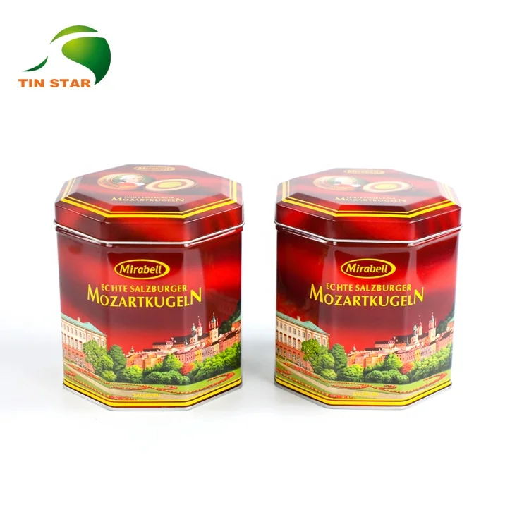 Custom Eco-Friendly Offset Printing Glossy Varnish Metal Coffee Candy Chocolate Tin Can With Lid