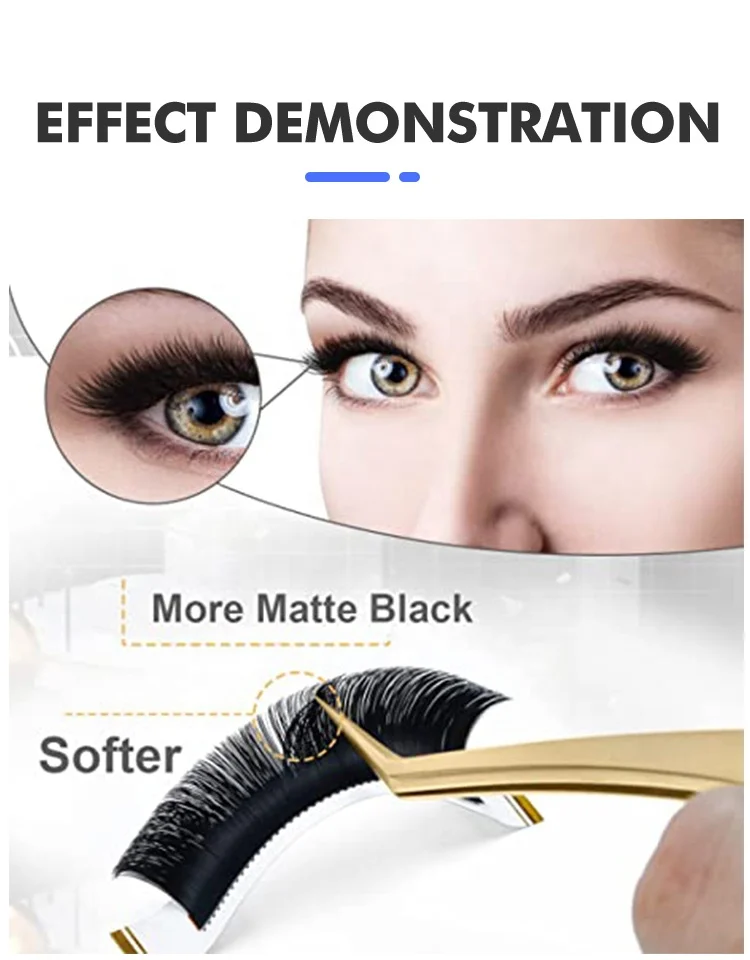 Natural Volume Easy Fanning Faux Mink Dark Black 5-25mm 0.05 Korean Pbt Eyelash Extension Vendor