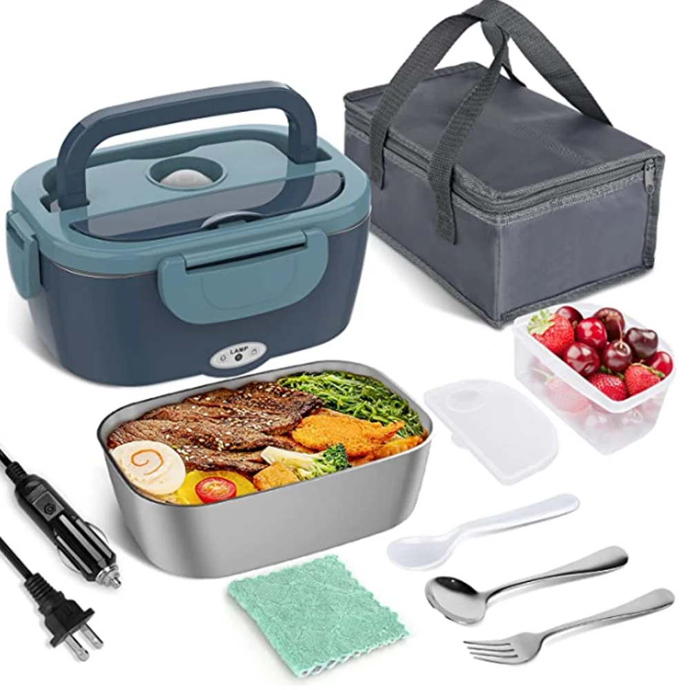 Car mounted portable electric thermal heating lunch box food warmer for adult with bags