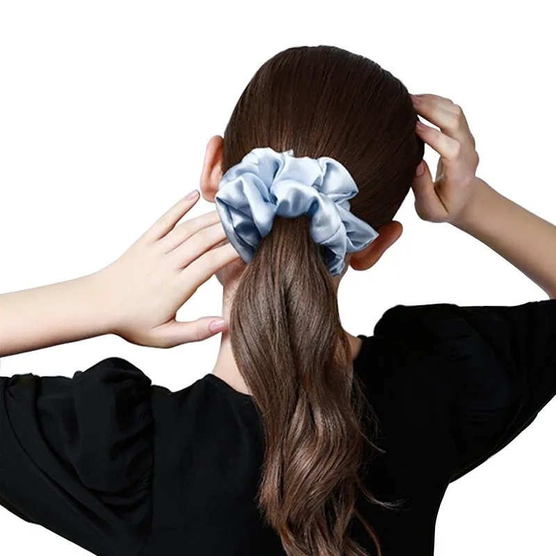 
Custom 100% Real Mulberry Silk Hair Band Soft Touching Hair ties Silk Srunchie 