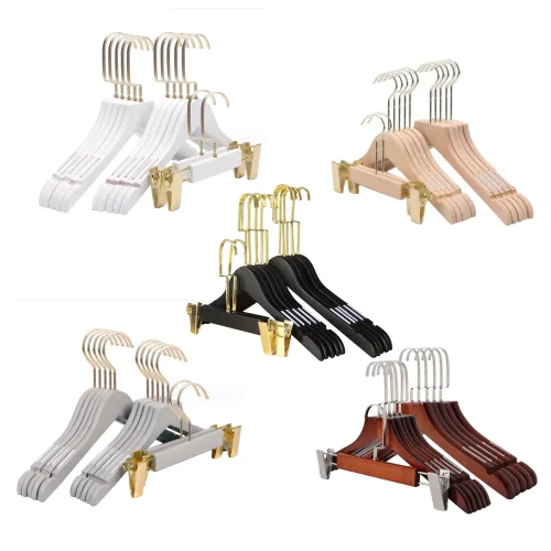 Factory Luxury Kids Clothing Natural Wood Hangers With Clip Custom Logo Laundry Coat Hanger For Clothes