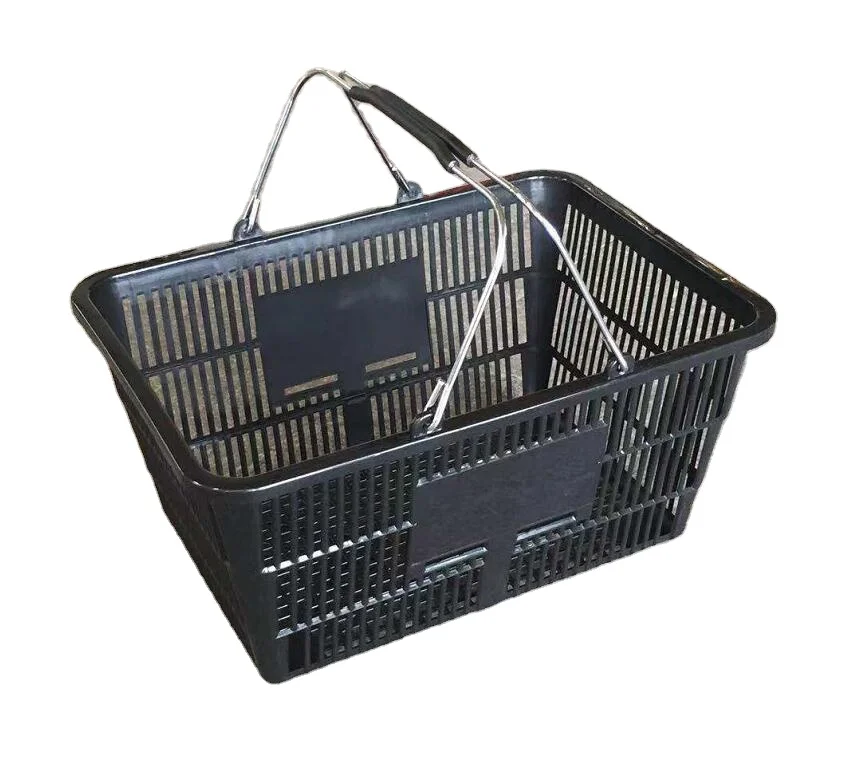 17L Black Plastic Food Carrying Basket for Shopping Mall Use Manufactured by Top Baskets Company
