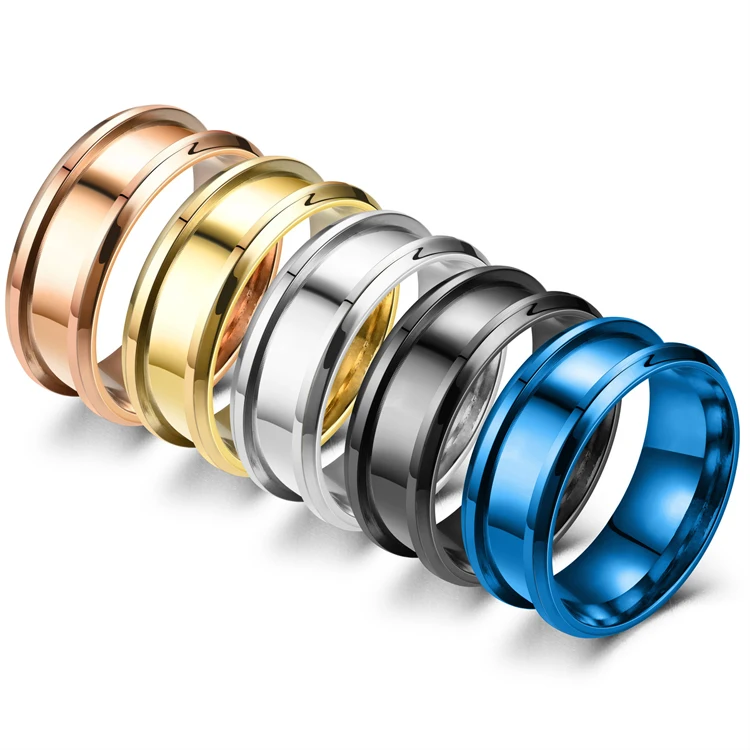 2023 New Mixed Wholesale Stainless Steel Ring for Men and Women Universal Couple Stripe Star Moon Rotating Ring