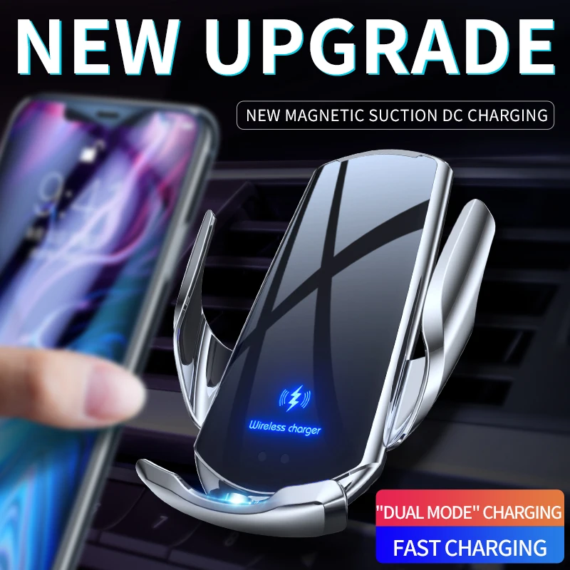 15w magnetic Qi smart sensor fast charging wireless mobile charger stand car