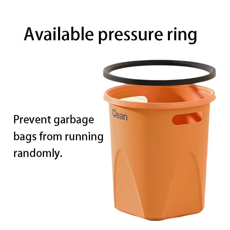 New product 10L plastic round hotel household kitchen garbage can lidless color paper basket with pressure ring