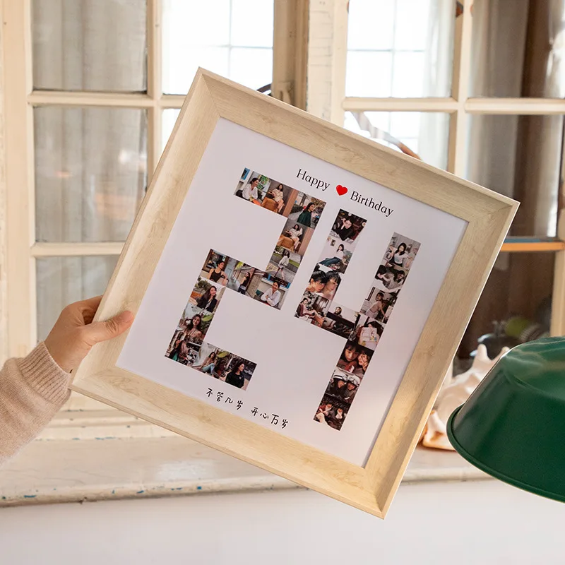 DIY Transparent age digital photo frame friend gift wood sublimation photo frame couple birthday wooden resin picture frame