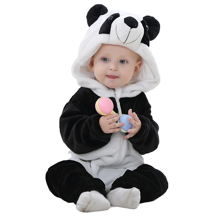 2022 New Style  Sucaryan  Winter flannel  black panda Animal Halloween Baby Costume