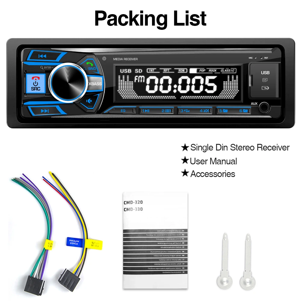 Multifunctional Car MP3 player 1 Din 12v Car Stereo Radio Car Mp3 Player USB SD for Fiat