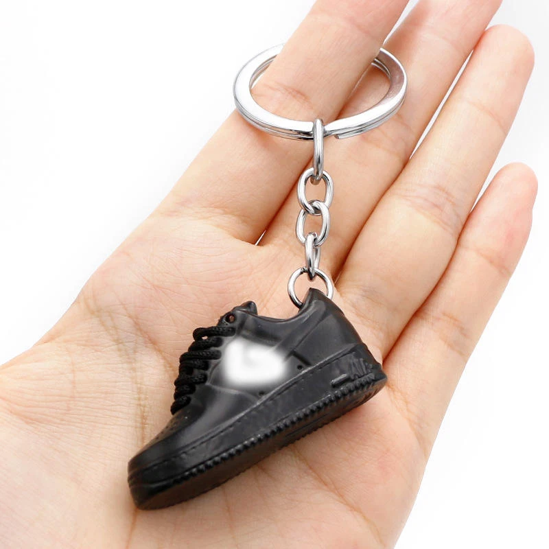 High Quality Soft Pvc key chain  cute 3D 1/6 rubber sneaker aj shoes keychain  Air Force One shoe key chain