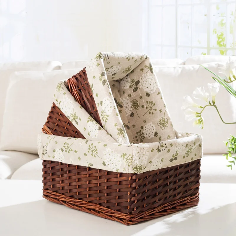 Набор из 3 плетеных корзин для хранения корзина закусок древесного дерева всякой всячины с подкладкой Прямая продажа завода