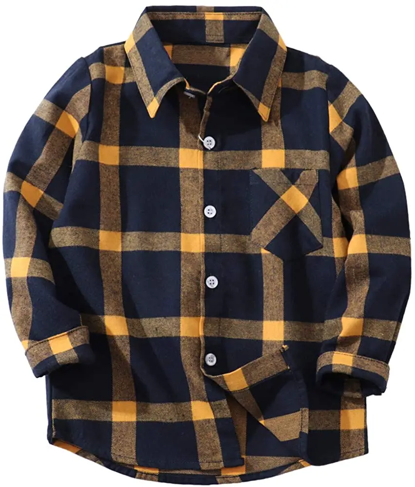 Kids Little Boys Girls Baby Long Sleeve Button Down Red Plaid Flannel Shirt Plaid Girl Boy