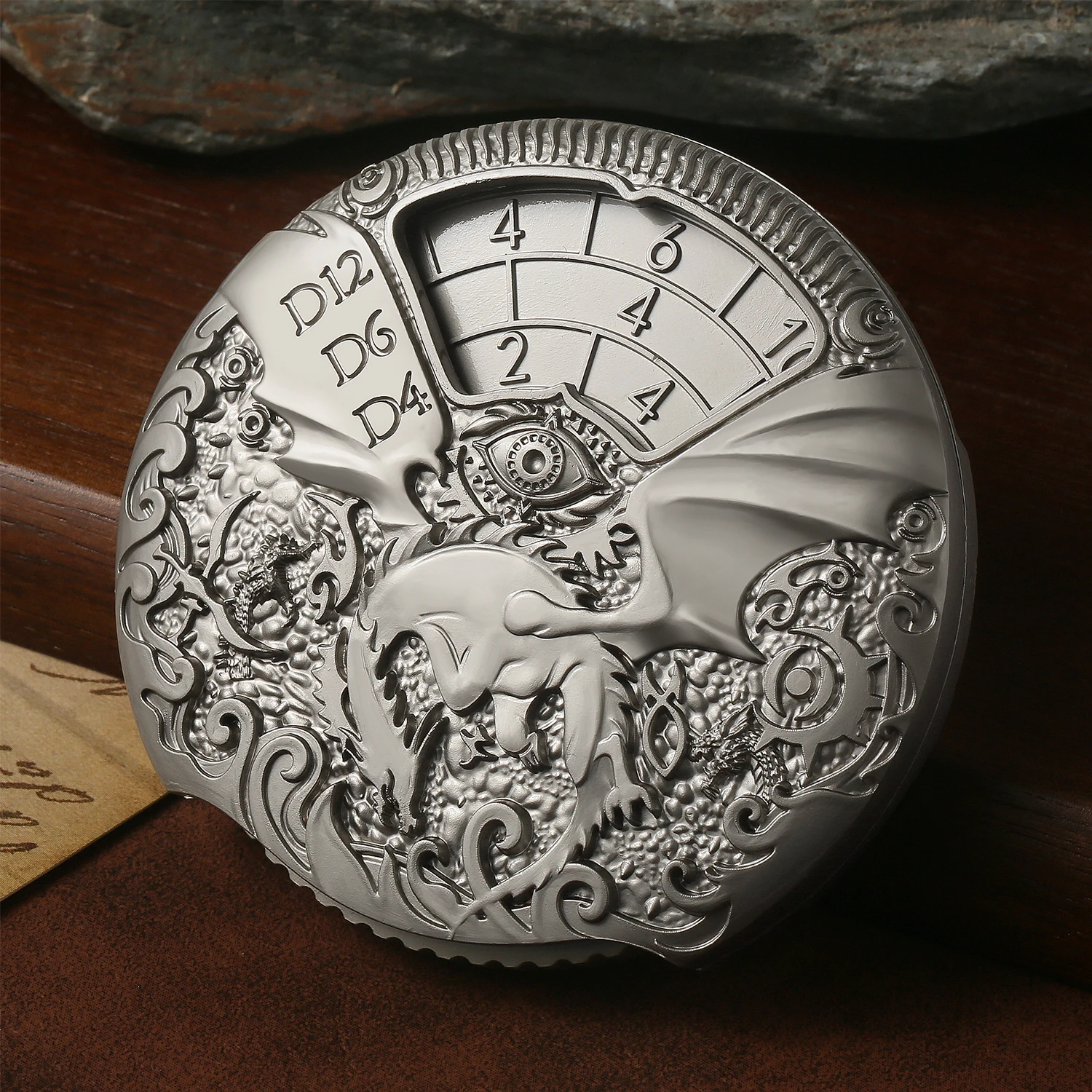 New Design 7-in-1 Dragon Roulette Metal Spinner Dice Spinning DND Dice Set D&D Steampunk Dice with Gift Box for RPG Rolling Game