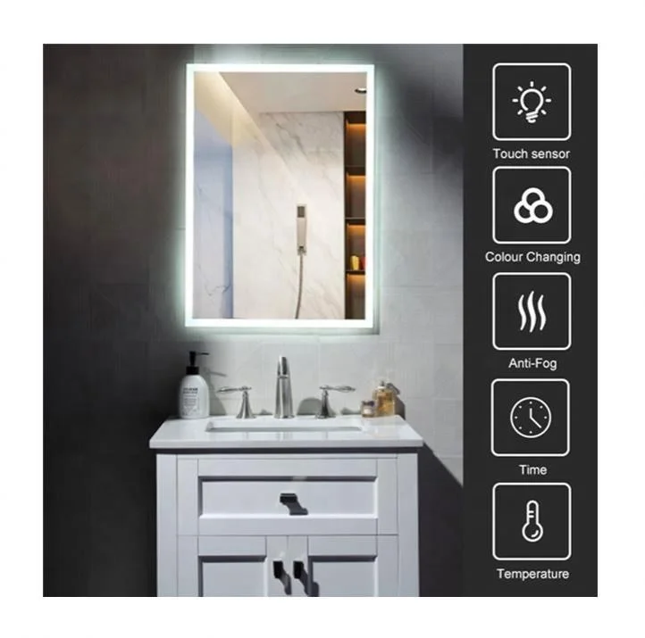 OEM Bathroom Hotel Led Mirror Wall Mounted Light Touch Screen Mirrors