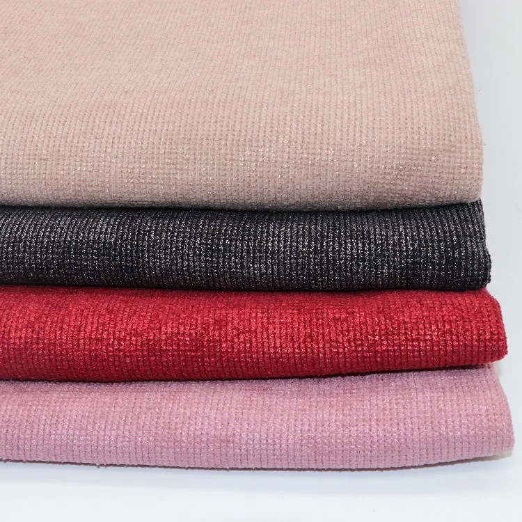 High quality custom 100% polyester 340GSM knitting plain dyed fleece terry cloth chenille fabric for women coat sweater