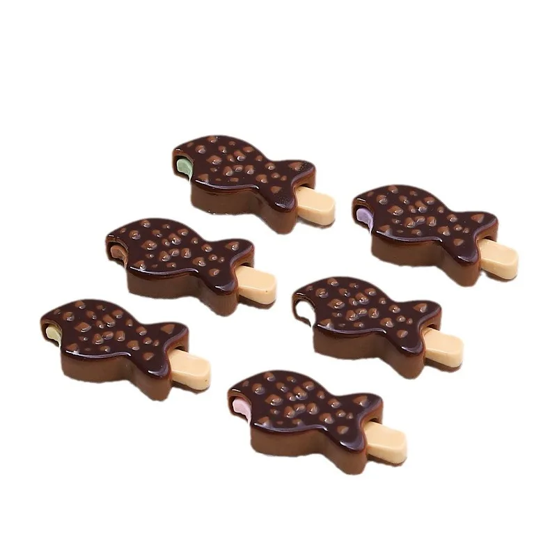 Hot Sales Diy Phone Case Hair Accessories Resin Pendant Resin Little Fish Chocolate Ice Cream For Decoration