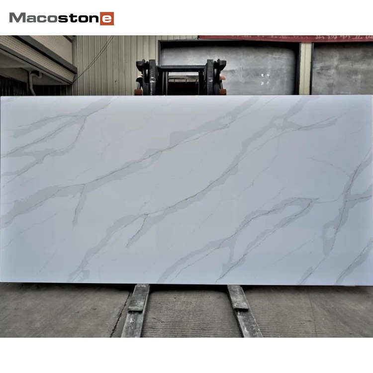 UK Market 2cm/3cm White Calacatta Gold Quartz Stone Slab Price for Calacatta Gold Vanity Top