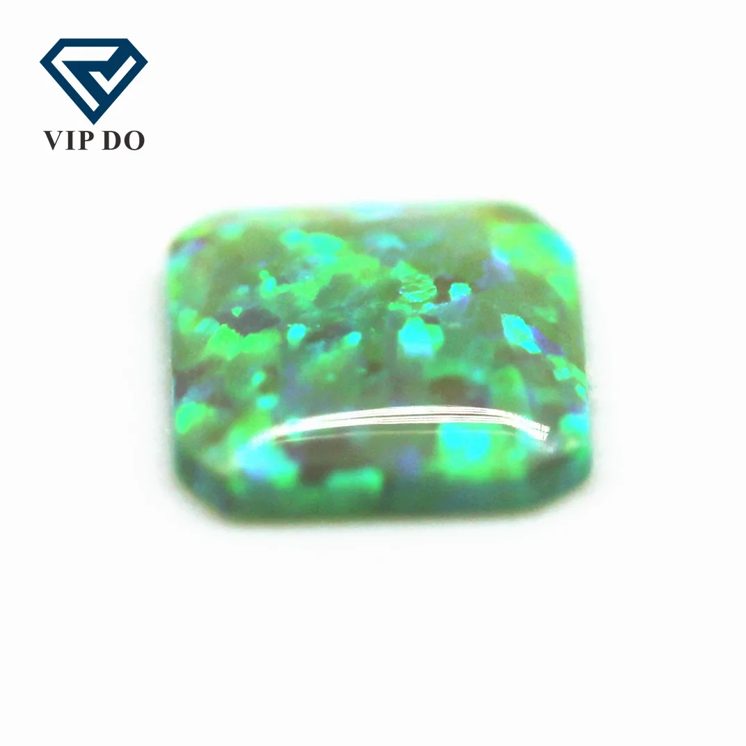 3*3-10*10mm multicolored synthetic opal square flat back cabochon cut opal OP#11 light green fire opal cabochon loose gemstones