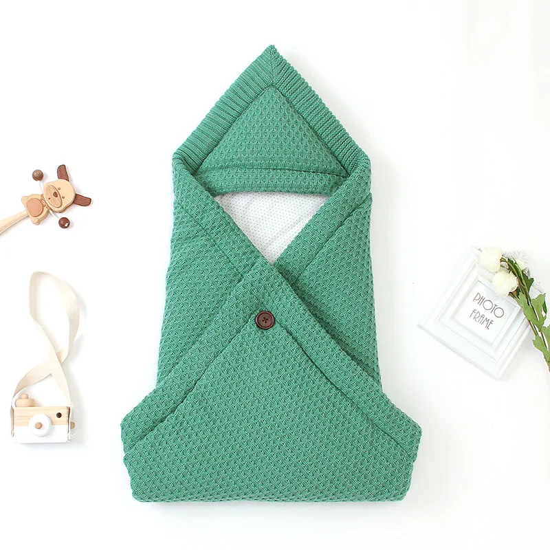 Baby sleeping bag Solid color newborn envelope kick resistant knit button sleeping bag blankets