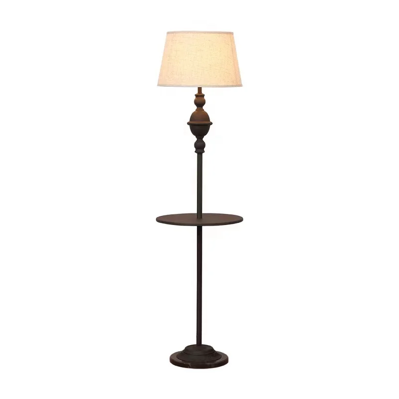 Nordic Flexible Classic Floor Lamp With Tray Flax Cloth Lampshade Lamp