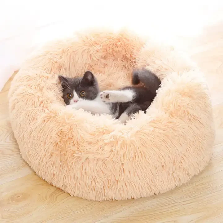 Petdom Popular Super Soft Comfortable Donut Round Pet Bed Waterproof Anti Slip Pet Bed For Dogs and Cats