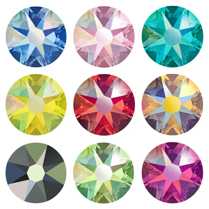 Hot Selling Plated AB Hotfix Crystal Rhinestone Glass Flatback Crystal Stone